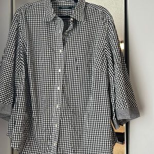 Lauren 3X black and white checked blouse